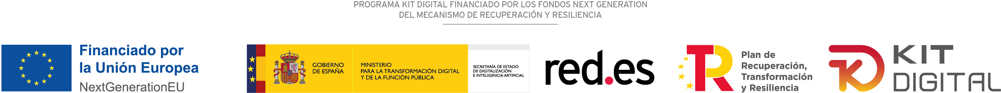 Logos del Programa Kit Digital cofinanciado por los fondos Next Generation (EU) del Mecanismo de Recuperación y Resiliencia